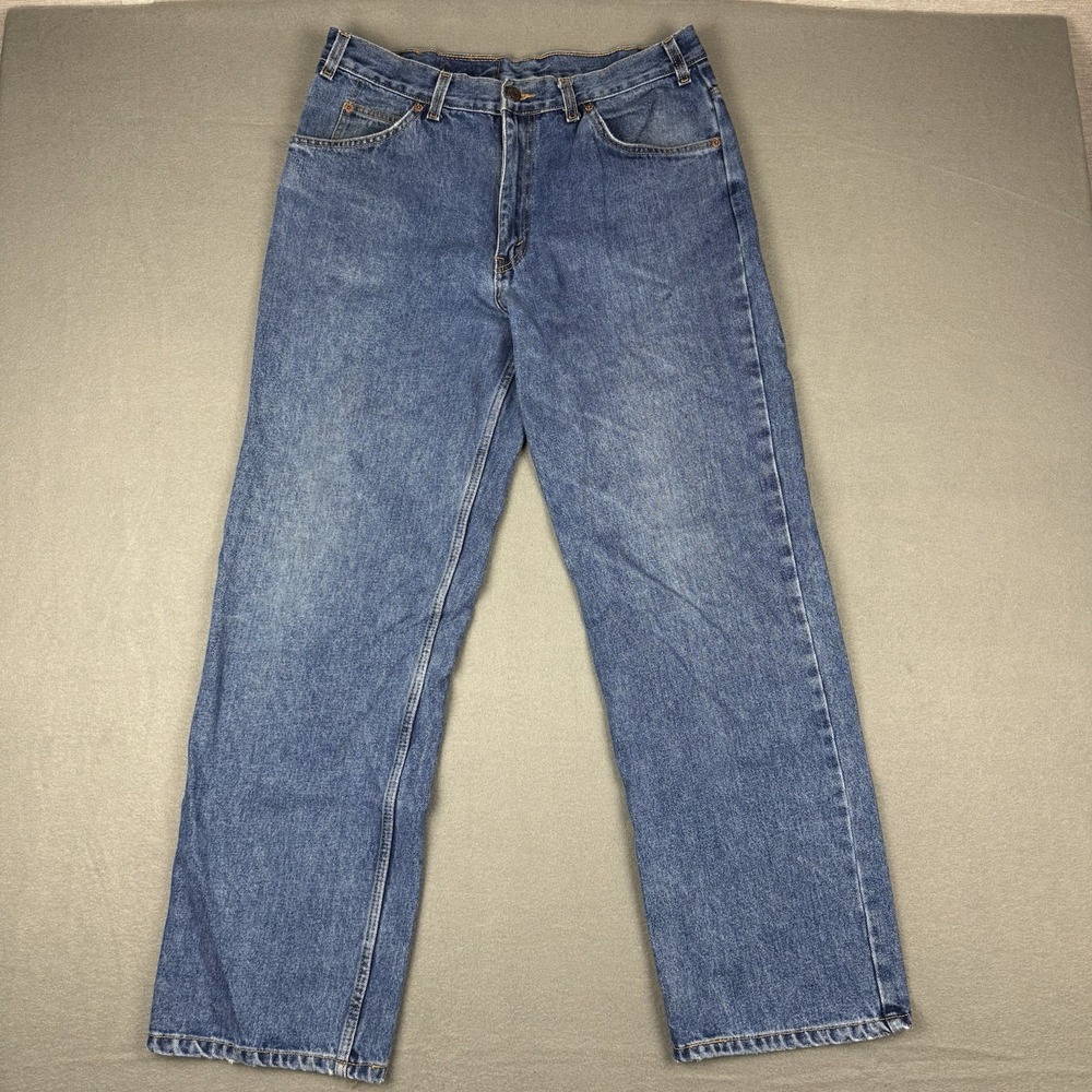 Y2K Levis Jeans Mens 34x31* Denim Orange Tab Loose Straight Leg Medium Wash READ